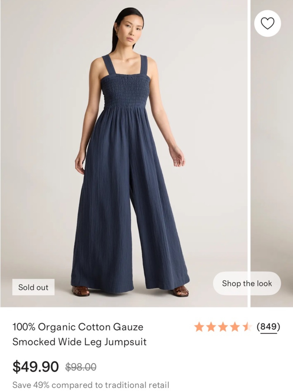 Quince Gauze Smocked Wide Leg Jumpsuit